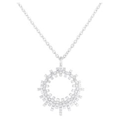 LB Exclusive 18K White Gold 0.60ct Diamond Sunray Pendant Necklace