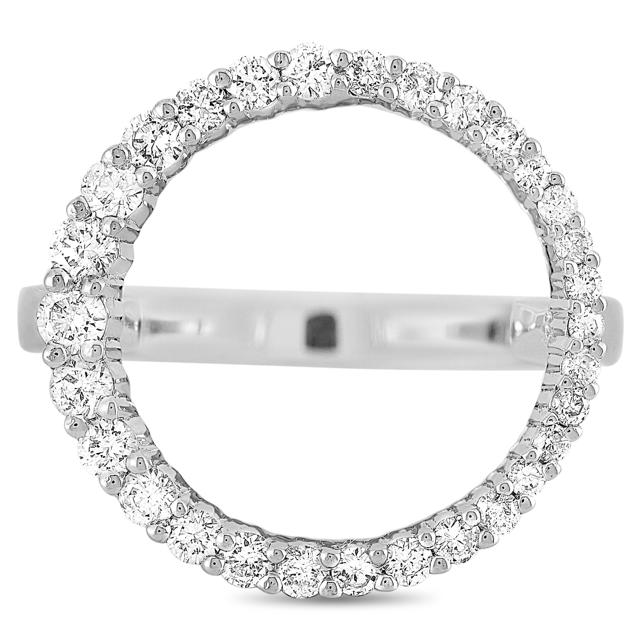 Round Cut LB Exclusive 18 Karat White Gold 0.65 Carat Diamond Ring