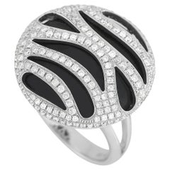 LB Exclusive 18K White Gold 0.66 Ct Diamond and Onyx Ring