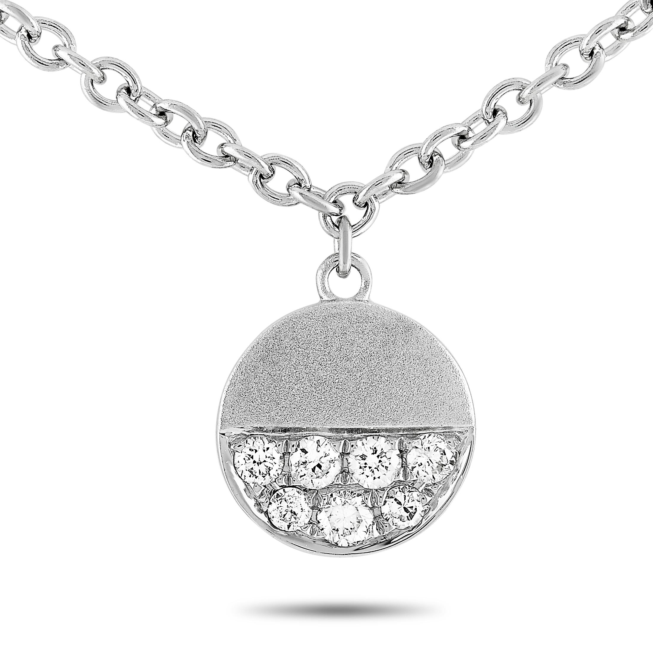 Round Cut LB Exclusive 18 Karat White Gold 0.70 Carat Diamond Pendant Necklace