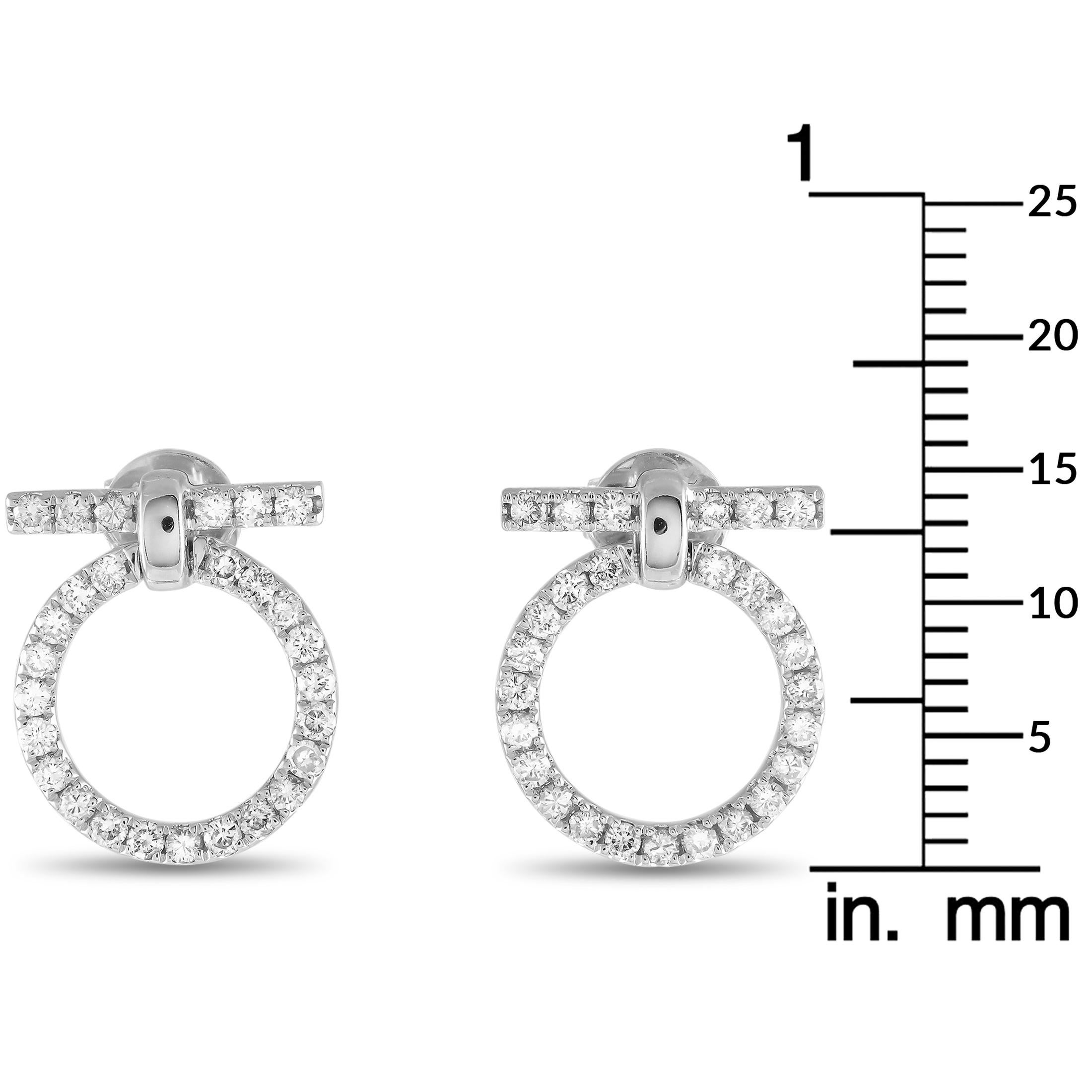 Round Cut 18K White Gold 0.70ct Diamond Earrings AER-18367 For Sale