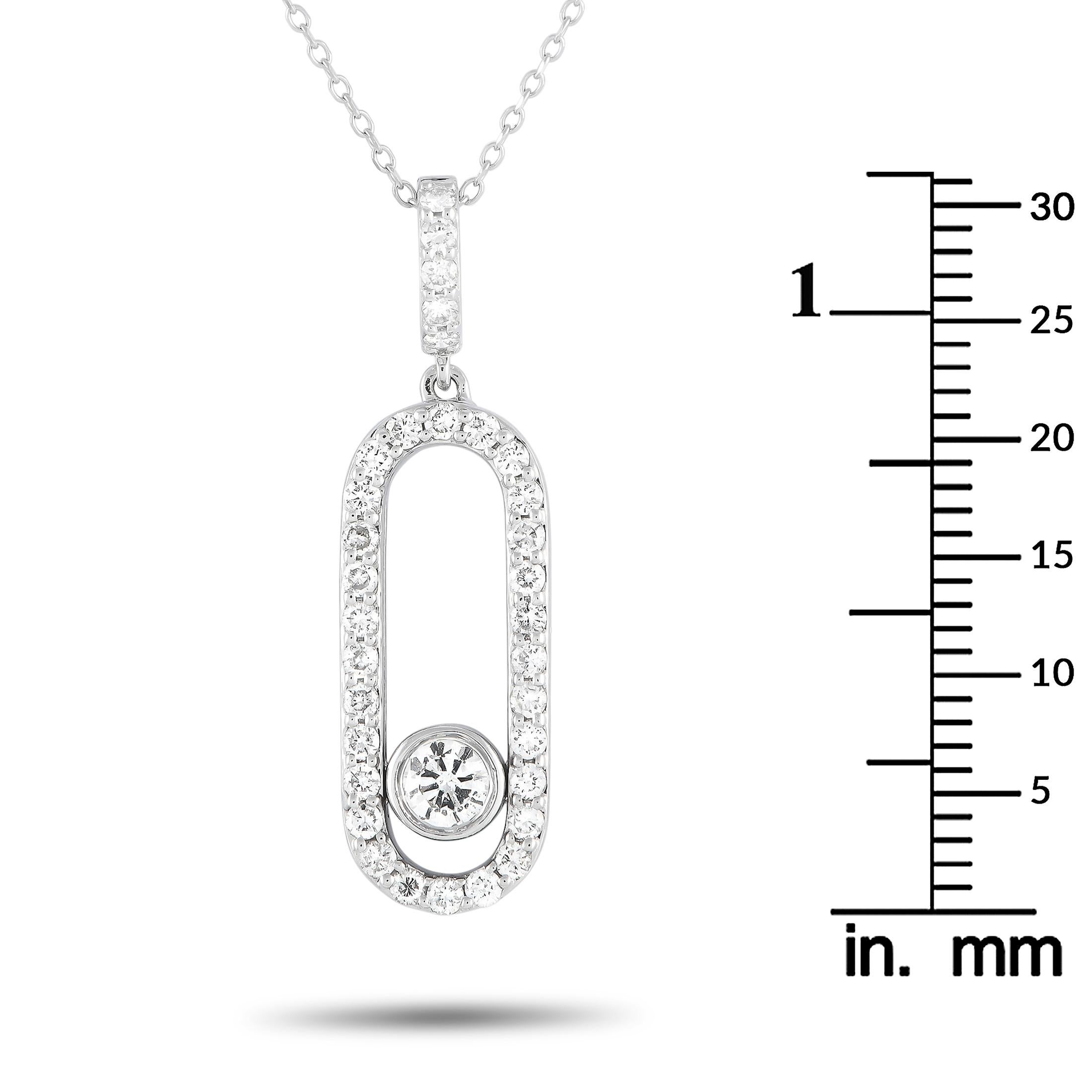 LB Exclusive 18k White Gold 0.70 Carat Diamond Pendant Necklace In New Condition In Southampton, PA