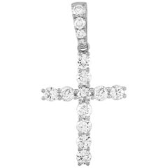 LB Exclusive 18 Karat White Gold 0.75 Carat Diamond Cross Pendant