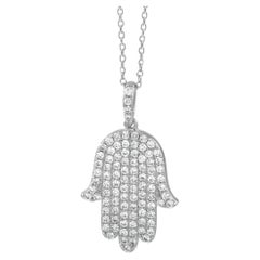 LB Exclusive 18K White Gold 0.75 Ct Diamond Hamsa Pendant Necklace