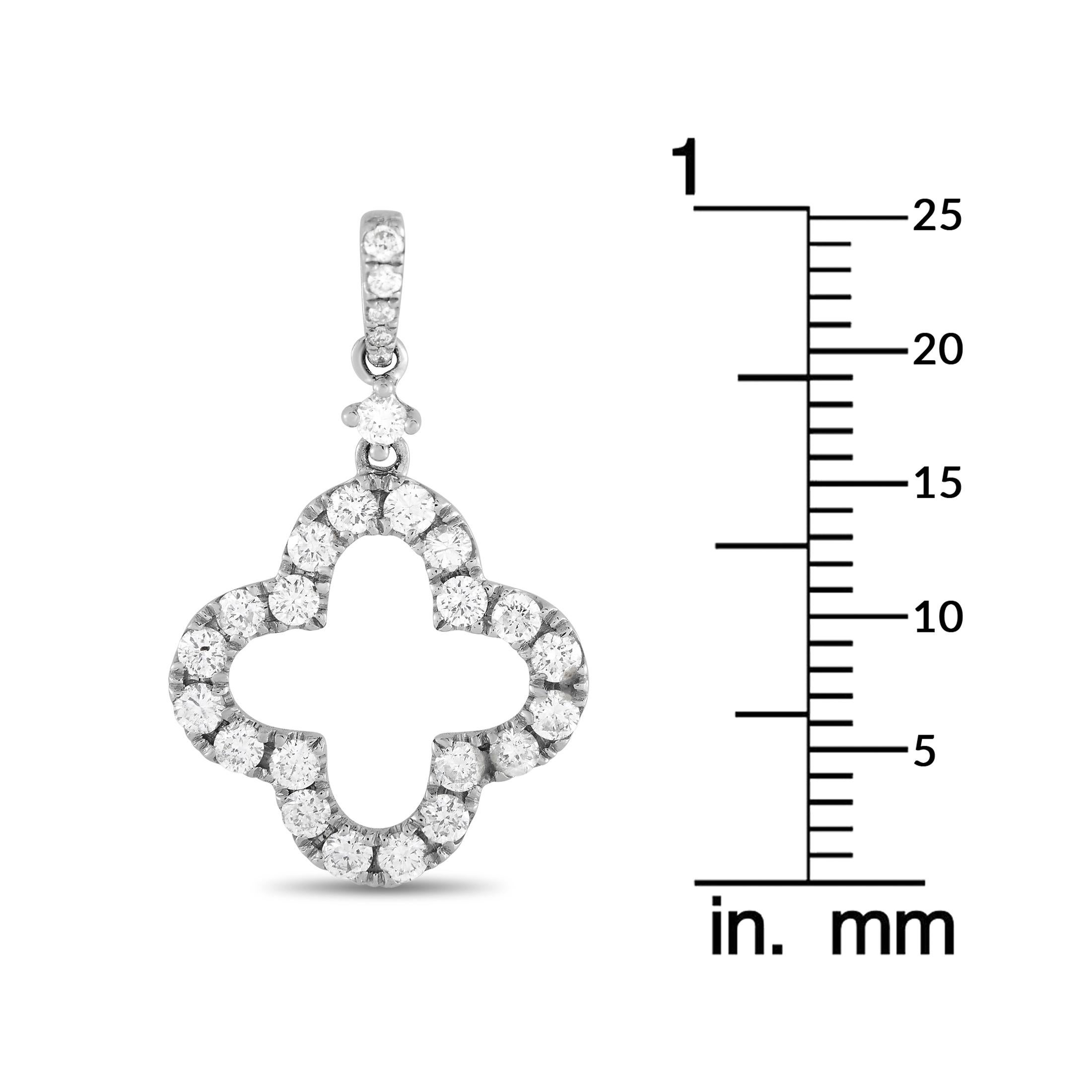 Round Cut LB Exclusive 18K White Gold 0.75 Ct Diamond Pendant