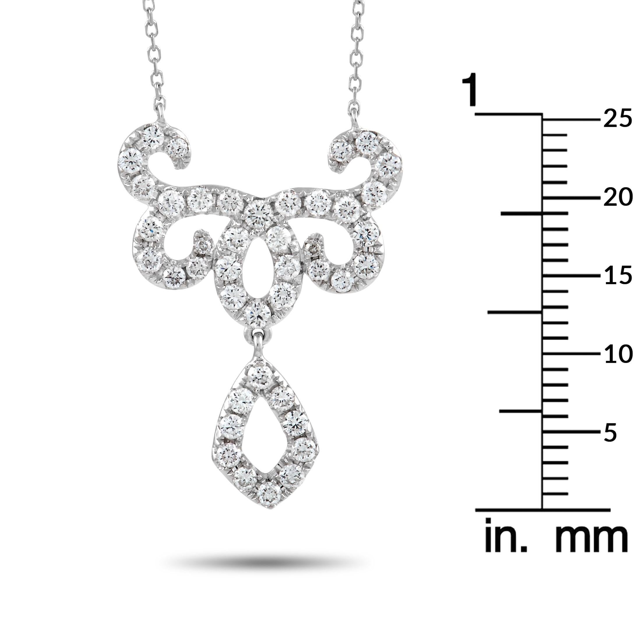 LB Exclusive 18K White Gold 0.75 Ct Diamond Pendant Necklace In New Condition In Southampton, PA