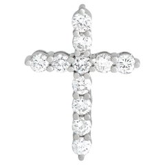 LB Exclusive 18K White Gold 0.75ct Diamond Cross Pendant