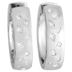 LB Exclusive 18K White Gold 0.84 ct Diamond Hoop Earrings
