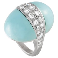 LB Exclusive 18k White Gold 0.85ct Diamond and Turquoise Ring