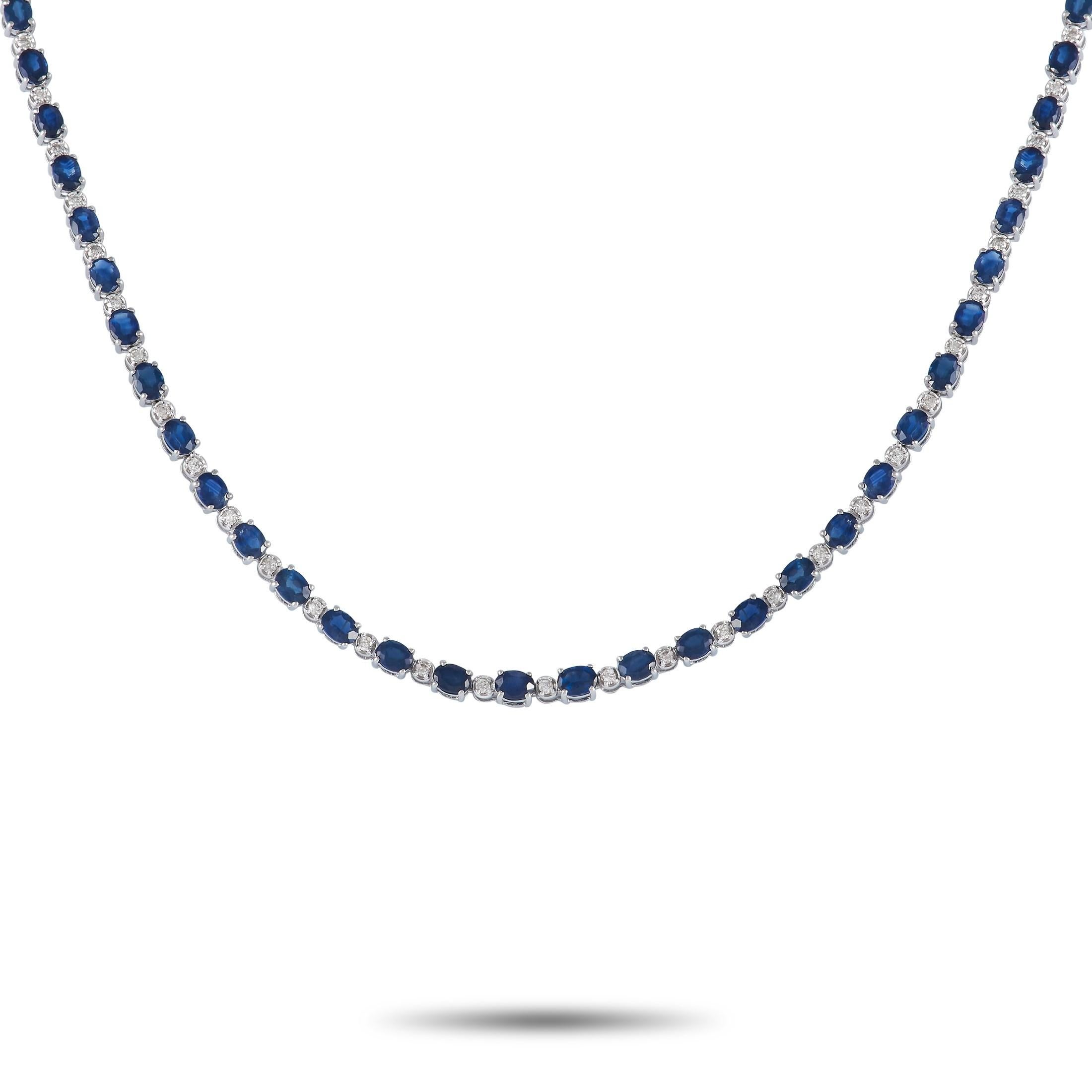 LB Exklusive Tennis-Halskette, 18 Karat Weißgold 0,90 Karat Diamant und Saphir im Zustand „Neu“ in Southampton, PA