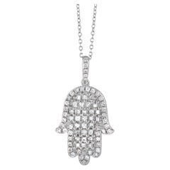 LB Exclusive 18K White Gold 0.90 Ct Diamond Hamsa Necklace