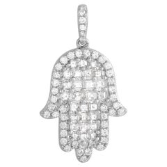 LB Exclusive 18K White Gold 0.90 ct Diamond Hamsa Pendant