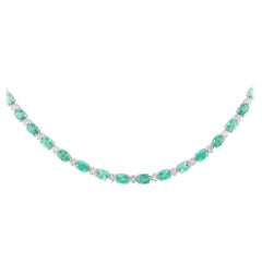 LB Exclusive Collier en or blanc 18 carats avec diamants et émeraudes de 0,90 carat