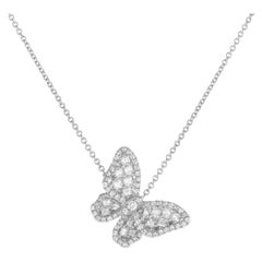 LB Exclusive 18K White Gold 0.90ct Diamond Butterfly Necklace