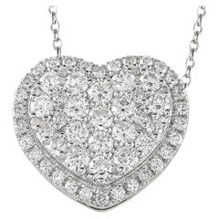 LB Exclusive 18K White Gold 1.00 Ct Diamond Heart Pendant Necklace