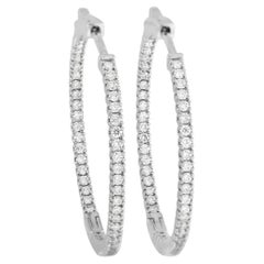 LB Exclusive 18K White Gold 1.00 ct Diamond Inside Out Hoop Earrings