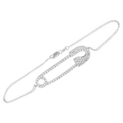 LB Exclusive 18K White Gold 1.00 ct Diamond Safety Pin Bracelet