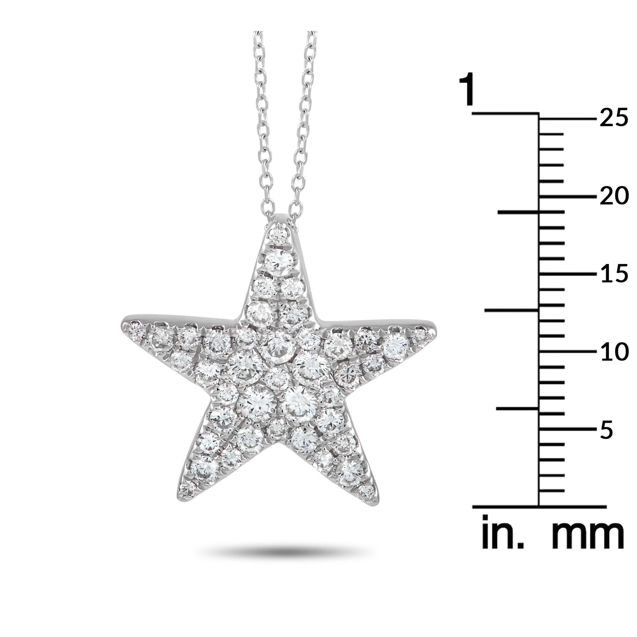 LB Exclusive 18K White Gold 1.00 Ct Diamond Star Necklace In New Condition In Southampton, PA