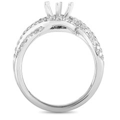 LB Exclusive 18 Karat White Gold 1.00 Carat Diamond Pave Mounting Ring