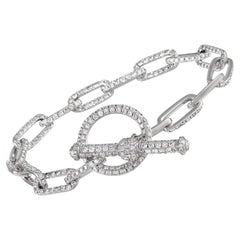 LB Exclusive 18K White Gold 10.25 Ct Diamond Toggle Bracelet