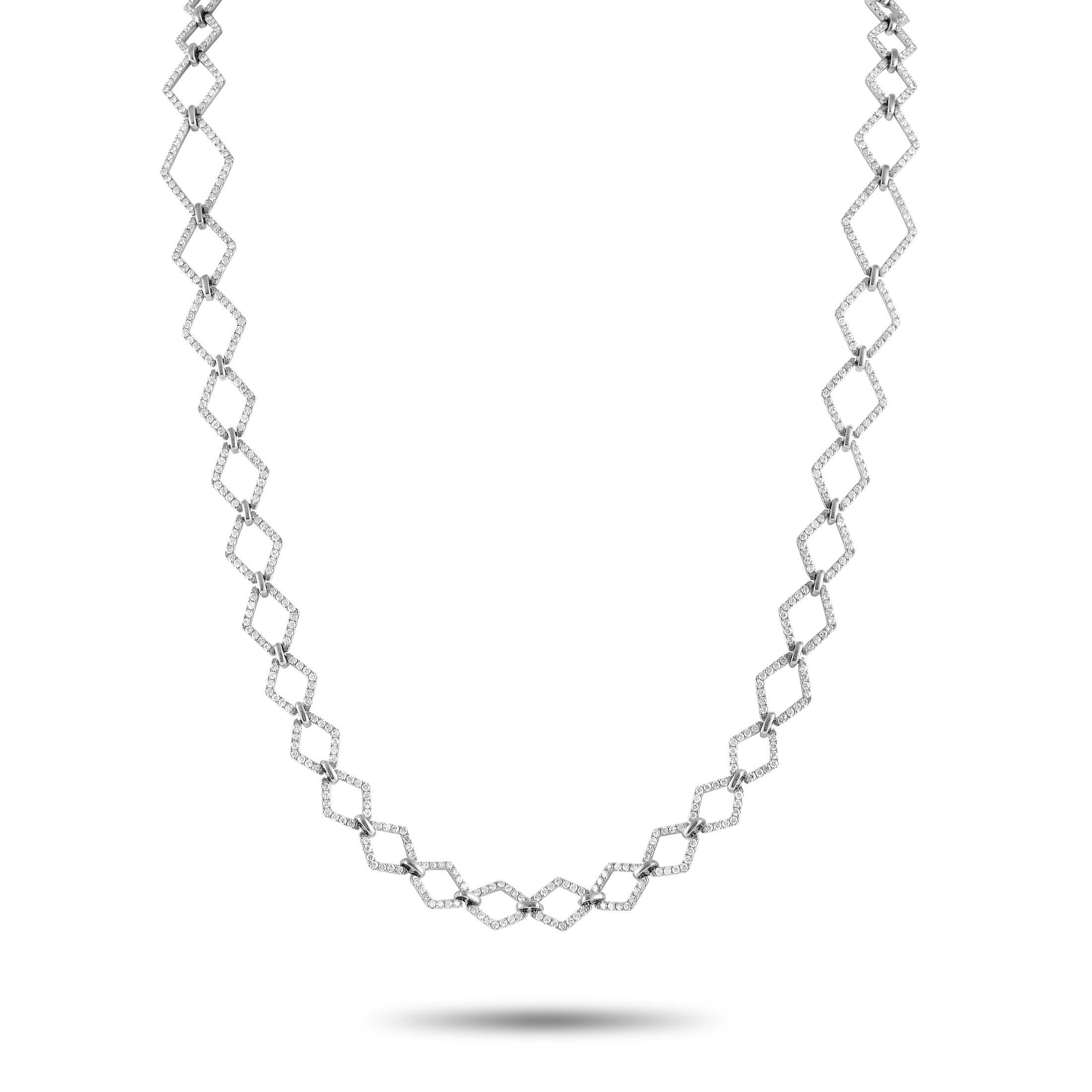 Round Cut LB Exclusive 18K White Gold 10.60ct Diamond Necklace For Sale