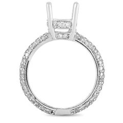 LB Exclusive 18 Karat White Gold 1.09 Carat Diamond Pave Mounting Ring