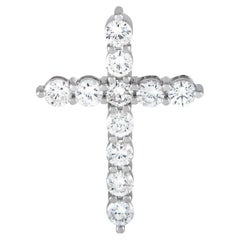 LB Exclusive 18k White Gold 1.0 Carat Diamond Cross Pendant