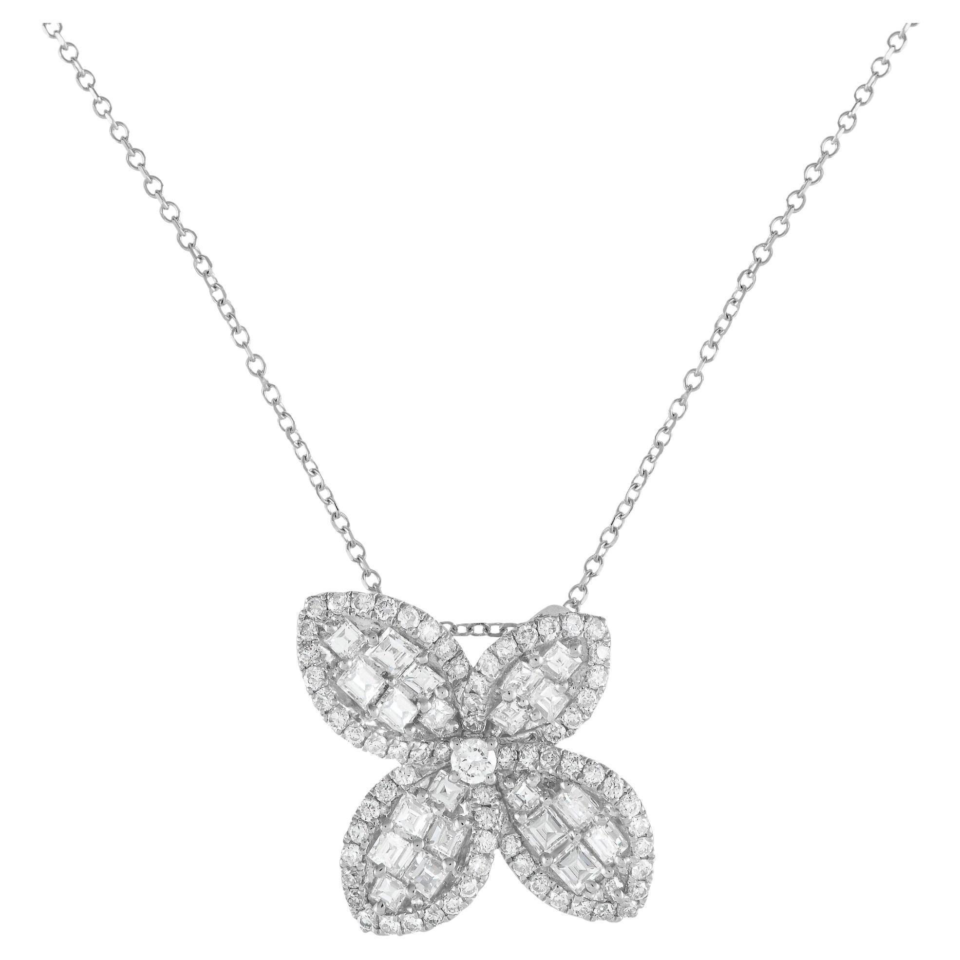 LB Exclusive Collier en or blanc 18 carats avec diamants de 1,10 carat