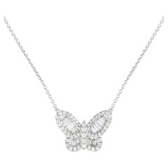 LB Exclusive 18K White Gold 1.12ct Diamond Butterfly Necklace