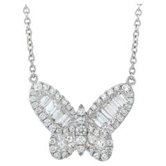 LB Exclusive 18K White Gold 1.13 ct Diamond Butterfly Necklace