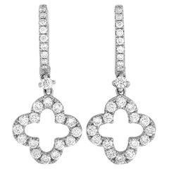 LB Exclusive 18K White Gold 1.17 ct Diamond Dangle Earrings
