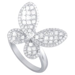 LB Exclusive 18K White Gold 1.21 Ct Diamond Butterfly Ring