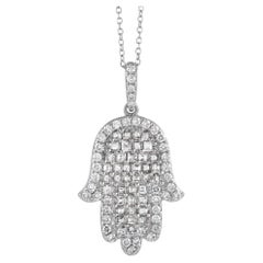 LB Exclusive 18K White Gold 1.23 Ct Diamond Hamsa Necklace