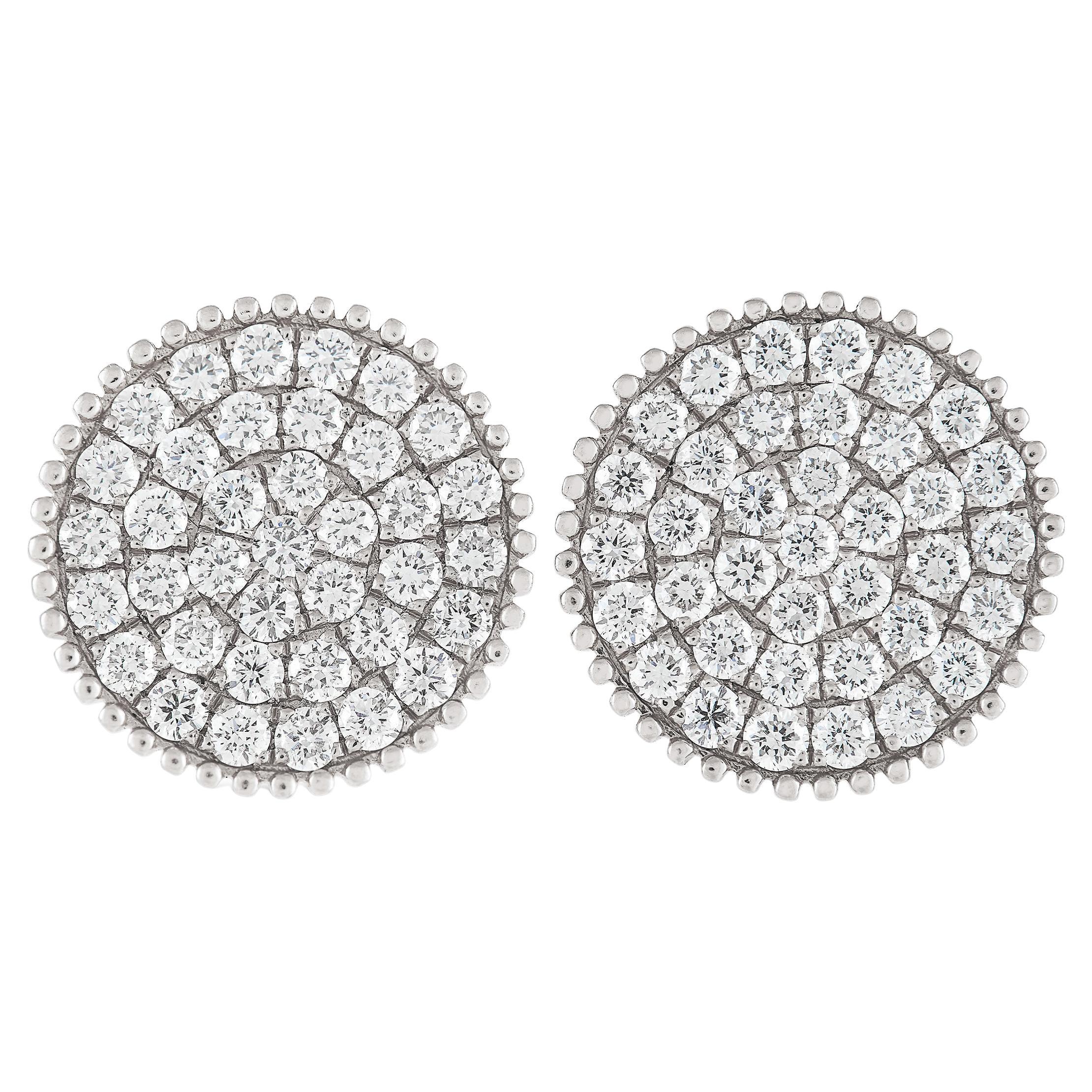 LB Exclusive 18K White Gold 1.30 ct Diamond Round Earrings