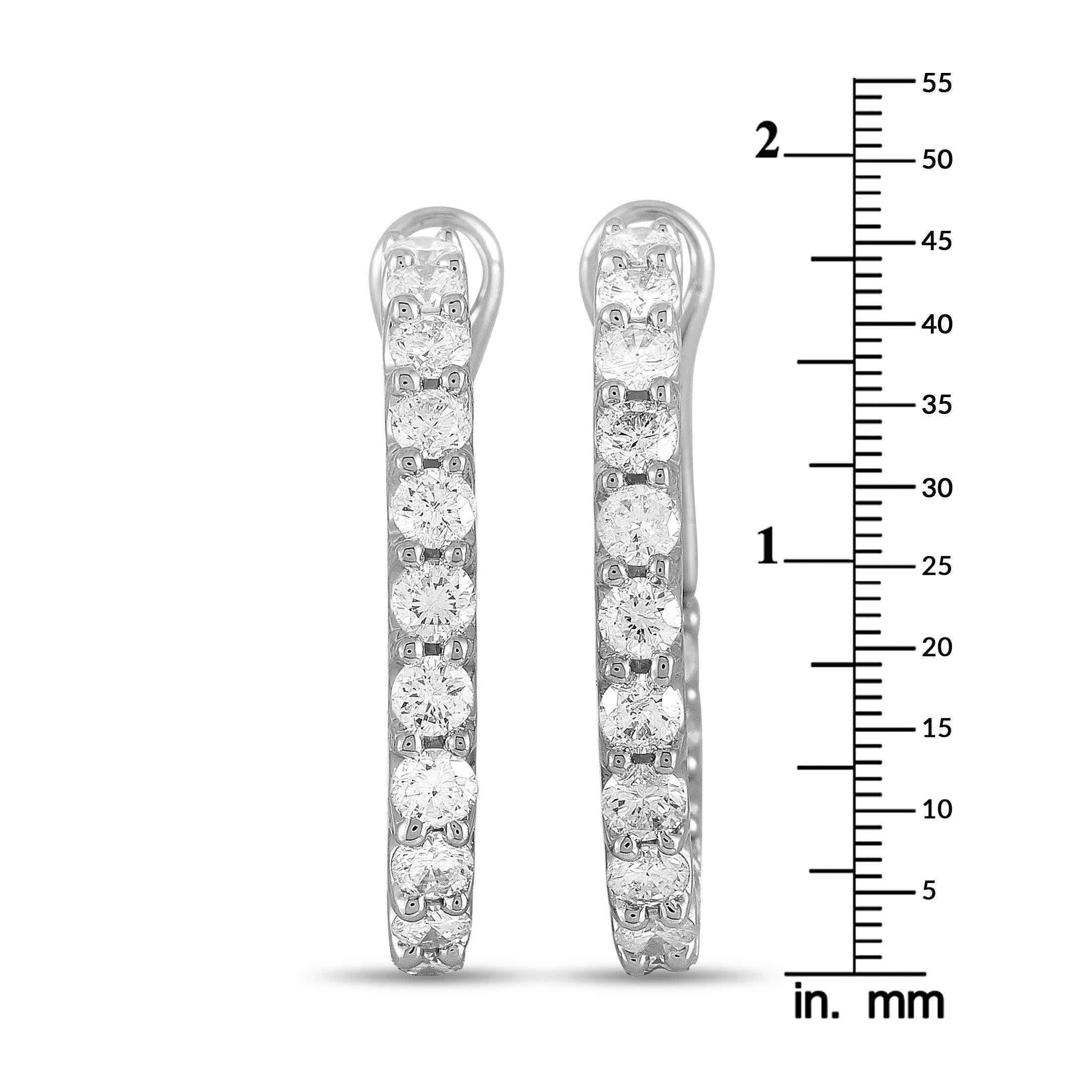 Women's LB Exclusive 18 Karat White Gold 1.50 Carat Diamond Hoop Earrings