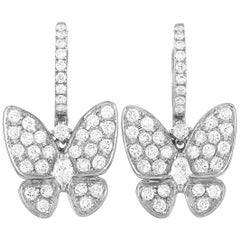LB Exclusive 18 Karat White Gold 1.64 Carat Diamond Butterfly Earrings