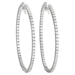 LB Exclusive 18K White Gold 1.65 ct Diamond Inside-Out Hoop Earrings