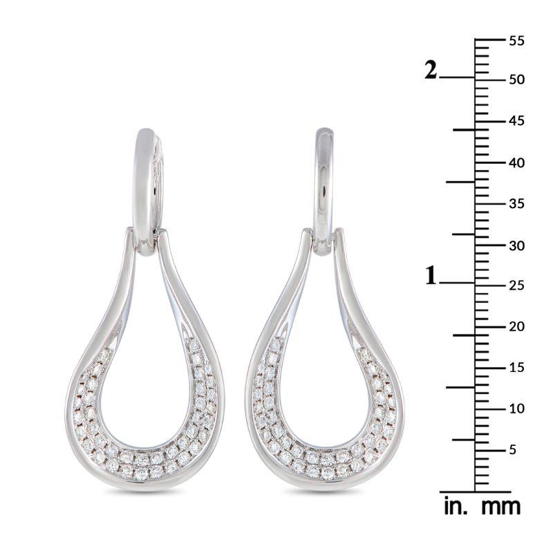 Round Cut LB Exclusive 18k White Gold 1.65 Carat Diamond Drop Earrings For Sale