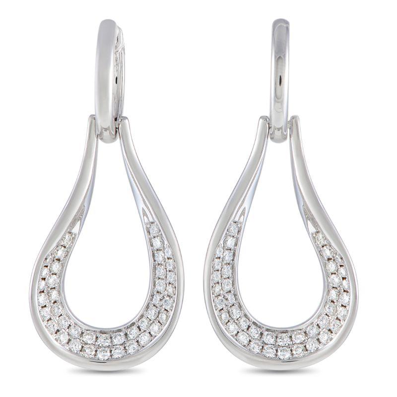LB Exclusive 18k White Gold 1.65 Carat Diamond Drop Earrings In New Condition For Sale In Southampton, PA