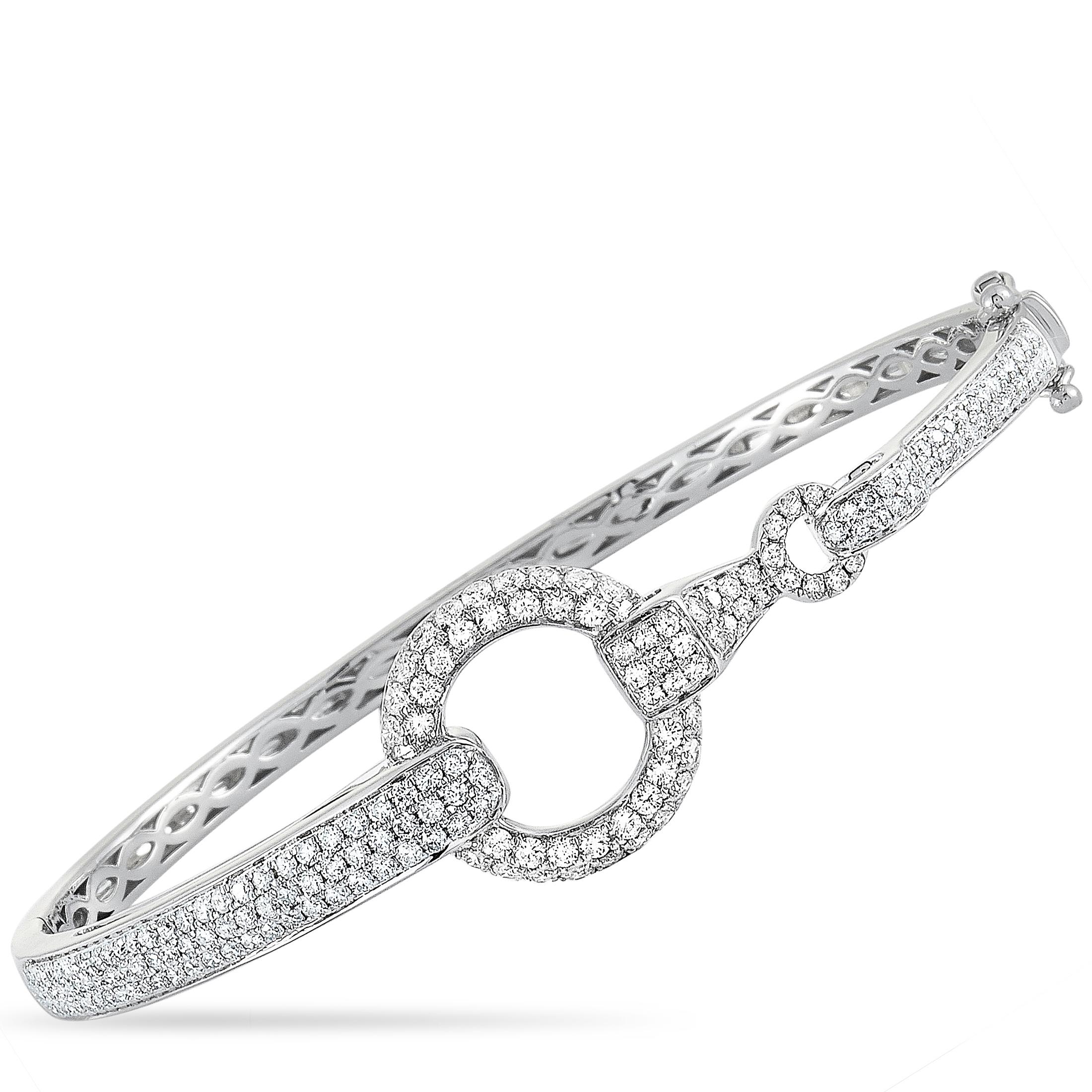 Women's LB Exclusive 18 Karat White Gold, 1.70 Carat Diamond Bangle Bracelet