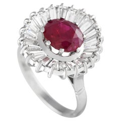 LB Exclusive 18k White Gold 1.75 Carat Diamond and Ruby Ring