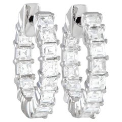 LB Exclusive 18k White Gold 1.75ct Diamond Asscher Cut Inside-Out Hoop Earrings