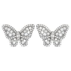LB Exclusive Boucles d'oreilles papillon en or blanc 18 carats et diamants 1,75 carat