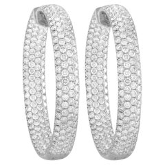 LB Exclusive 18K White Gold 17.75 Ct Diamond Hoop Earrings