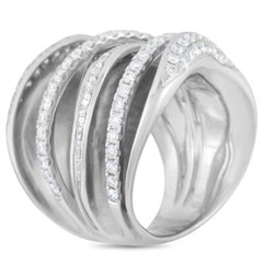 LB Exclusive 18 Karat White Gold 1.90 Carat Diamond Multi-Row Crossover Ring