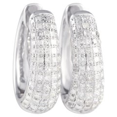 LB Exclusive 18K White Gold 1.90ct Diamond Hoop Earrings MF07-101223