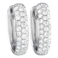 LB Exclusive 18k White Gold 2.0 Carat Diamond Huggie Hoop Earrings