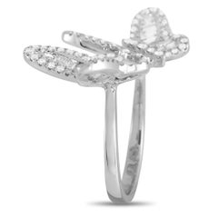 LB Exclusive 18K White Gold 2.00 Ct Diamond Open Butterfly Ring