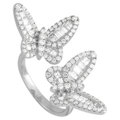LB Exclusive 18K White Gold 2.00 Ct Diamond Open Butterfly Ring
