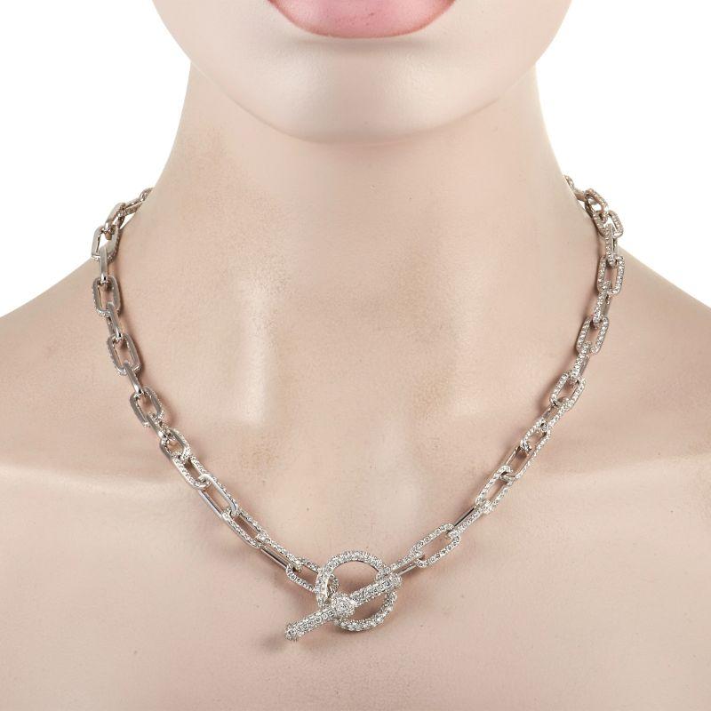 This neck piece will bring an instant style boost to any outfit. The LB Exclusive 18K White Gold 20.37 ct Diamond Link Necklace features diamond-embellished links chunky enough to get noticed yet subtle enough to go with everything. The necklace